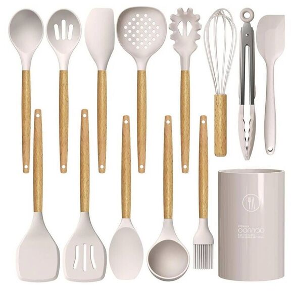 Silicone Cooking Utensils Set - 446°F Heat Resistant Silicone Kitchen Utensils - Picture 2 of 7